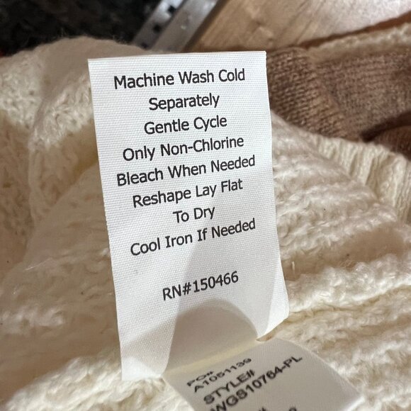 Market & Spruce Colorblock Cowl Neck Waffle Knit Sweater Cream Tan Size 3X NWT - Picture 10 of 11